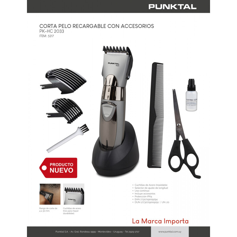 Corta Pelo Recargable 6 Accesorios. 10 Niveles Punktal Corta Pelo Recargable 6 Accesorios. 10 Niveles Punktal