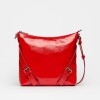 Bandolera Pocket en cuero charol arrugado Rojo