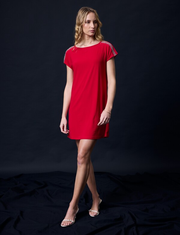 Vestido Detalle Metal ROJO