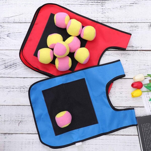 Chaleco Juego Mancha 5 Pelotas Adhesivas Dodgeball Infantil Variante Color Rojo