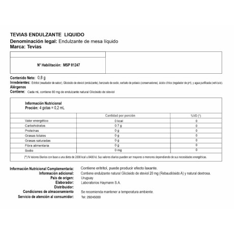 Edulcorante Tevias Líquido 001
