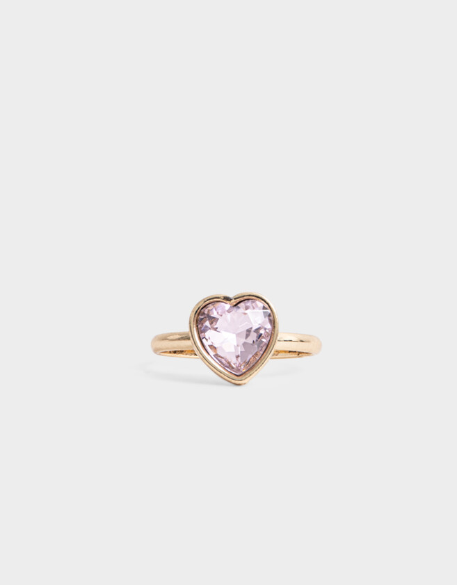 Anillos Chicos Strass Corazón Anillo Con Corazón De Strass - Dorado