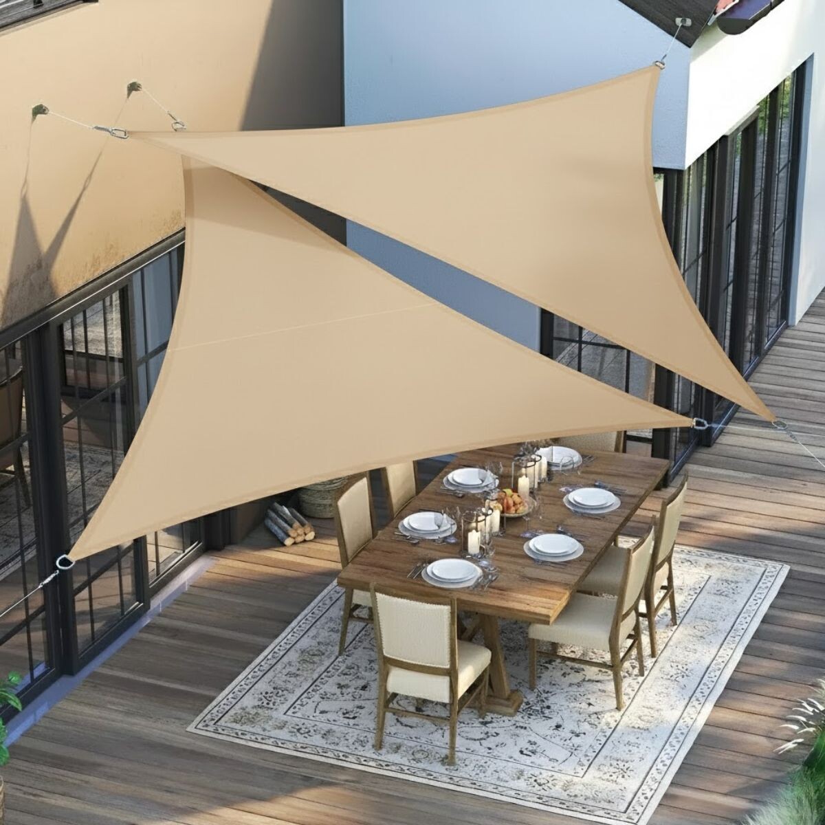 Set x2 vela triangular 3,6x3,6x3,6mts - BEIGE 