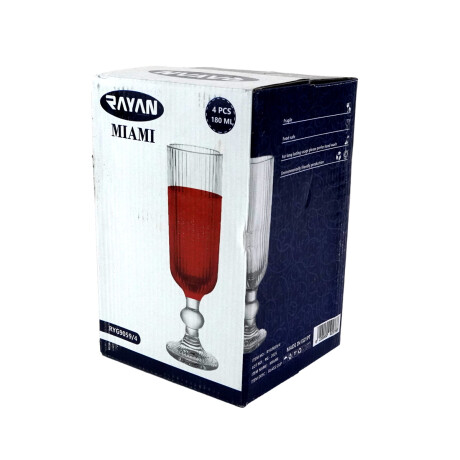 COPA CHAMPAGNE SET X4PCS VIDRIO LABRADO VERTICAL 180ML RAYAN MIAMI COPA CHAMPAGNE SET X4PCS VIDRIO LABRADO VERTICAL 180ML RAYAN MIAMI