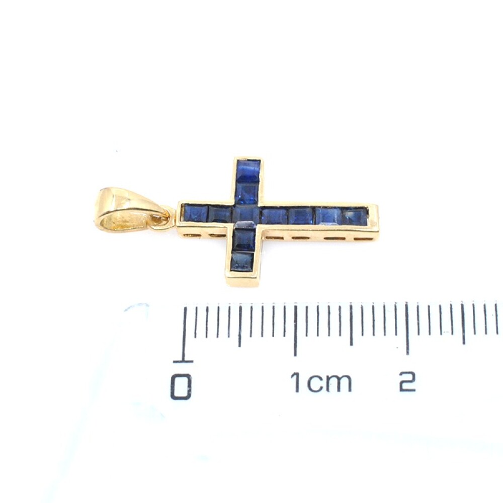 Cruz en oro 18k y zafiros carré Cruz en oro 18k y zafiros carré