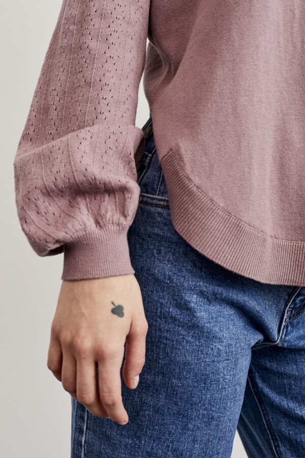 Sweater Manga Globo Rosa Viejo