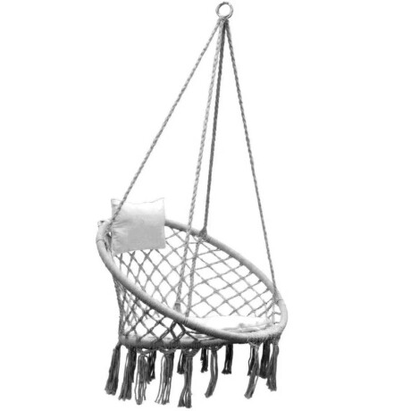 Hamaca Sillón Colgante Circular Macramé Algodón Gris