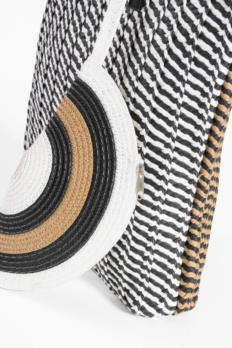 Canasto de playa pattern bicolor con estuche negro