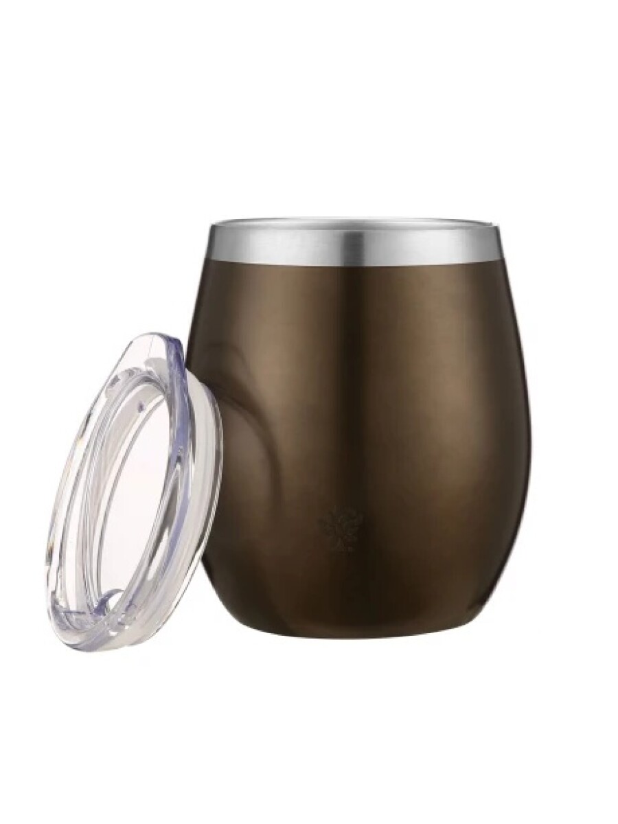 Mate Terrano Flap con Tapa Acero Inoxidable - MARRON-METALIZADO 