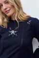 Blusa bordada azul marino