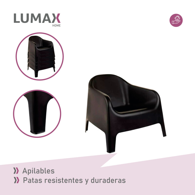 Silla Plastico Skarpo Jardin Liso Negro