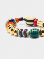 Pulsera Elástica Con Cuentas De Piedras Y Cerámica multicolor