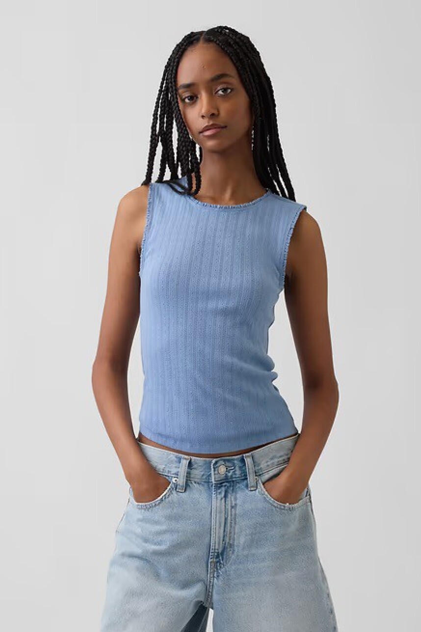 Musculosa Pointelle Mujer Light Blue