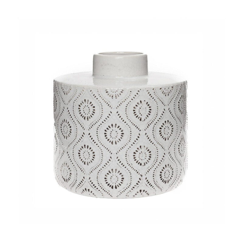 FLORERO ÉTNICO CERÁMICA 17X17X15.5CM BLANCO FLORERO ÉTNICO CERÁMICA 17X17X15.5CM BLANCO