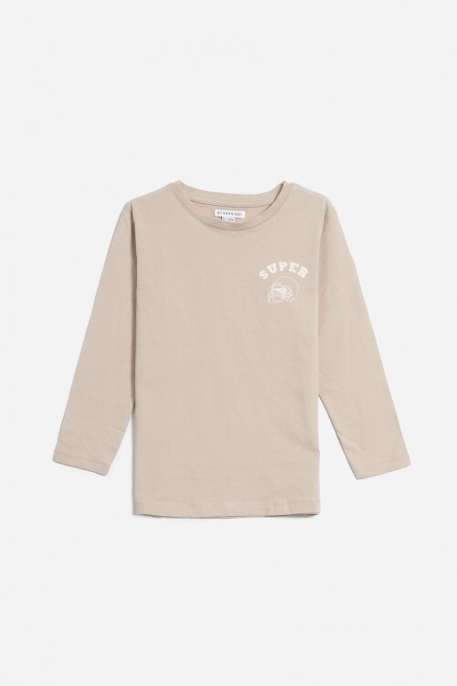 Remera estampada mangas largas BEIGE