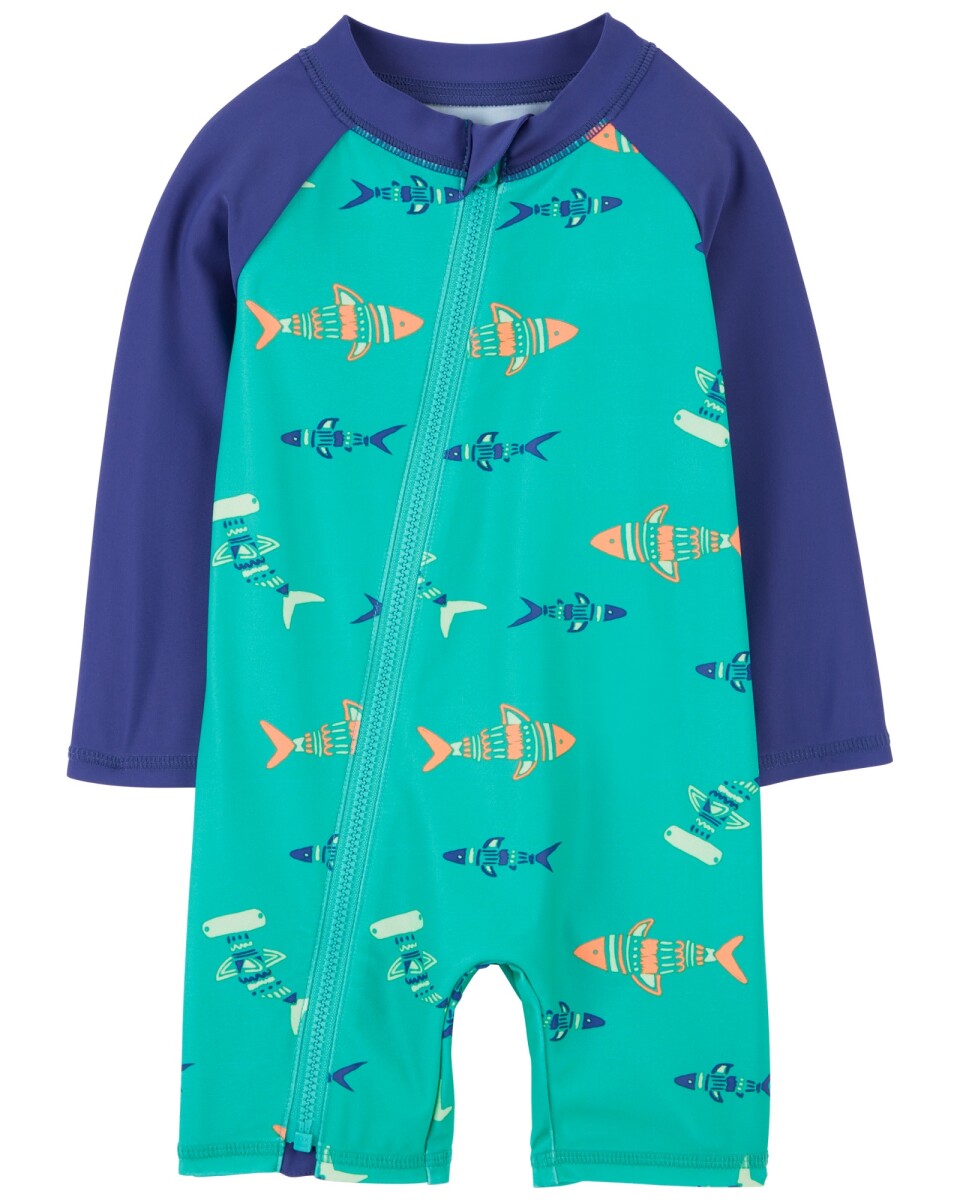 Monito de baño con UPF 50+ diseño peces 