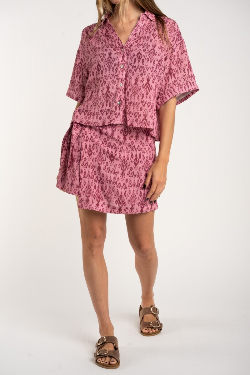 Camisa Estampada Lurex Rosa