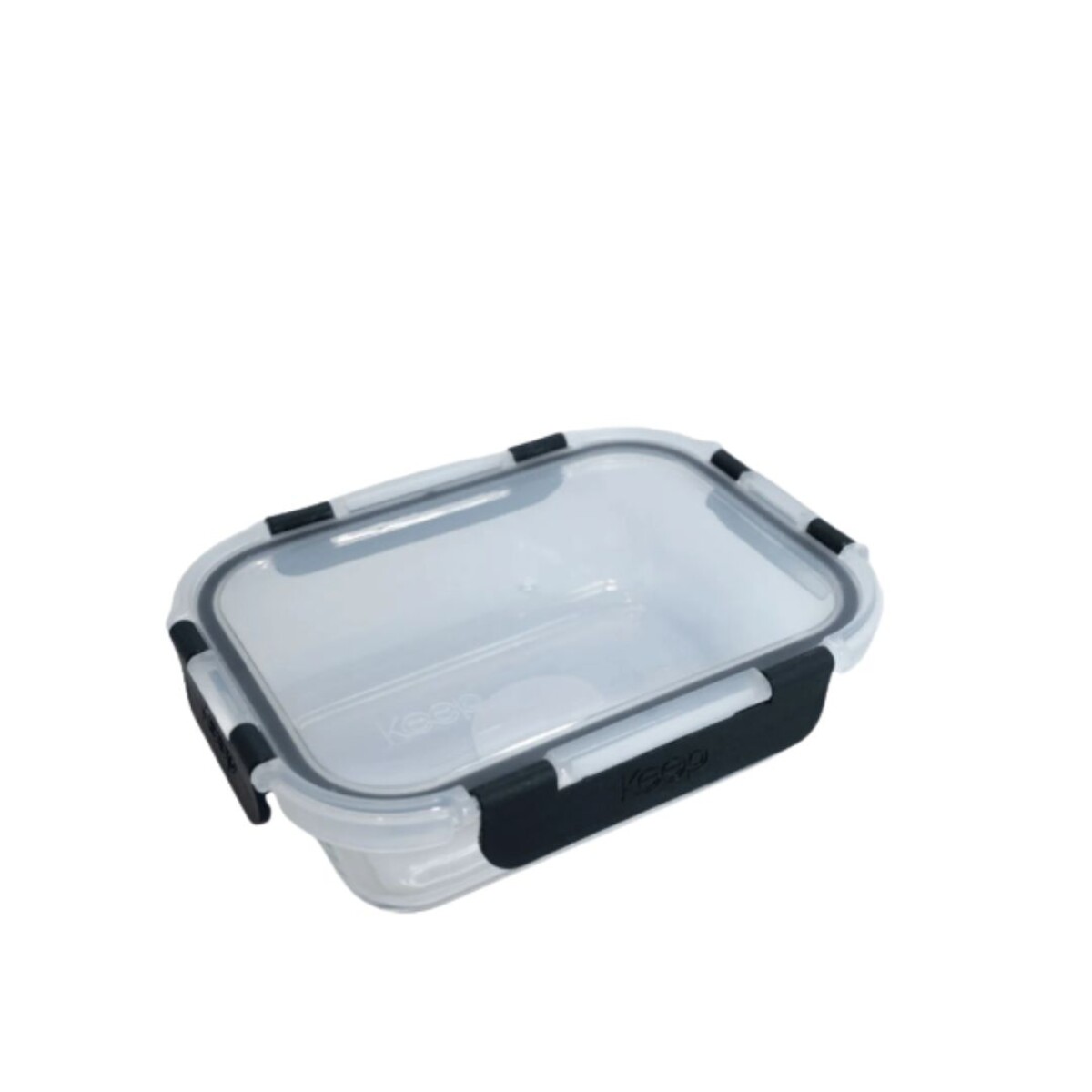 HERMETICO RECTANGULAR 640ML GLASS KEEP Negro