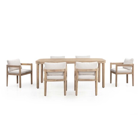 SET DE COMEDOR MADERA-ACACIA NATURAL-BEIGE CRUZ