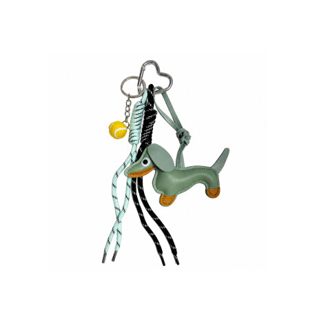 Llavero con accesorios Perrito Salchicha Verde Agua