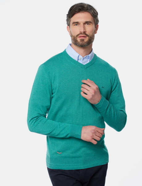 BUZO TEJIDO CUELLO V Verde