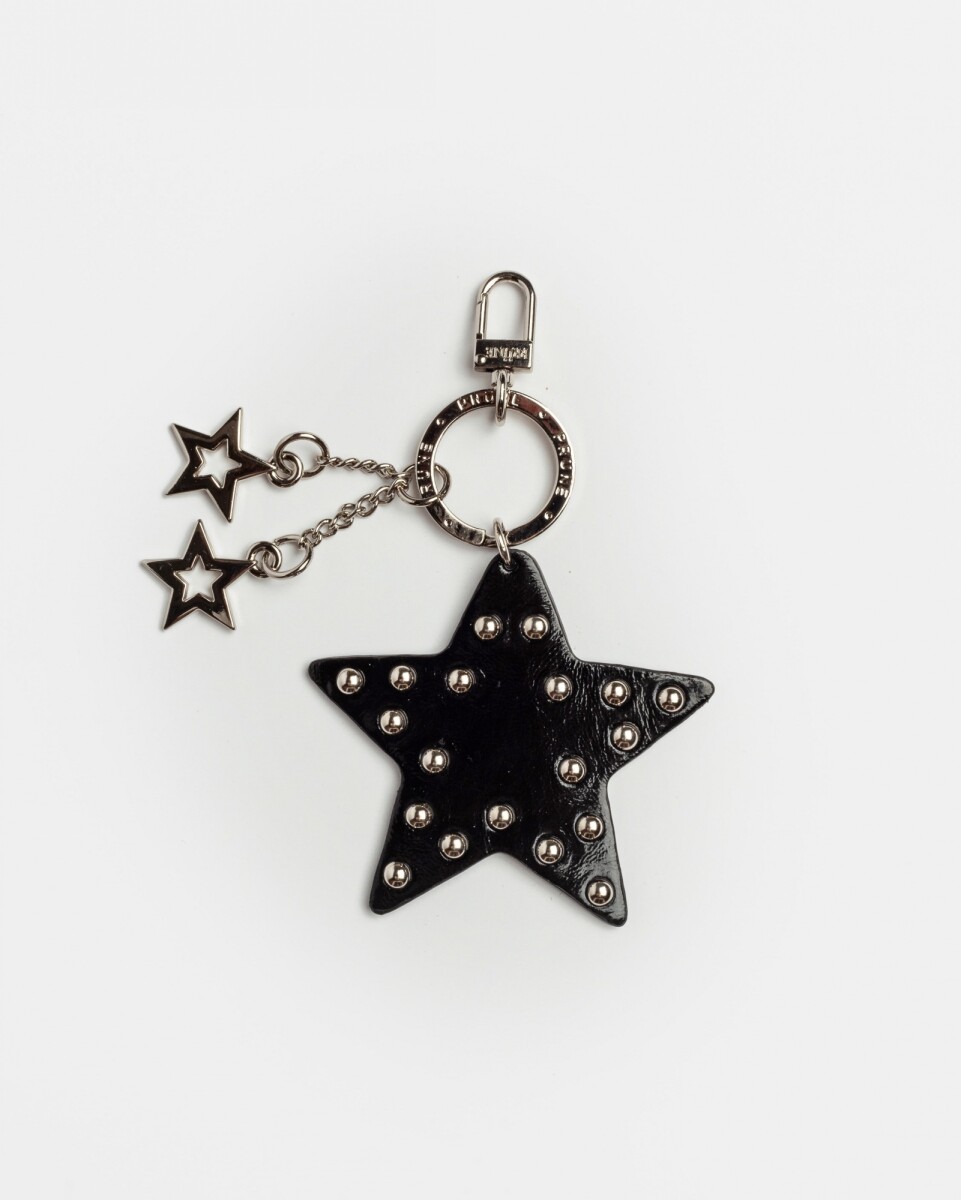 Llavero Kenia en cuero charol arrugado - Negro 