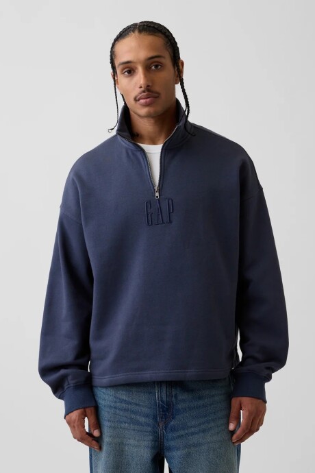 Buzo Deportivo Logo Gap Medio Cierre Hombre Vintage Navy