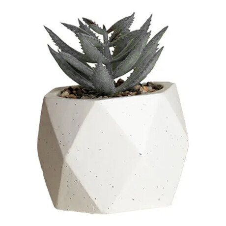 Mini Planta Artificial Decorativa Maceta Rombos en Cemento Gris