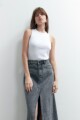 Falda de jean con tajo gris