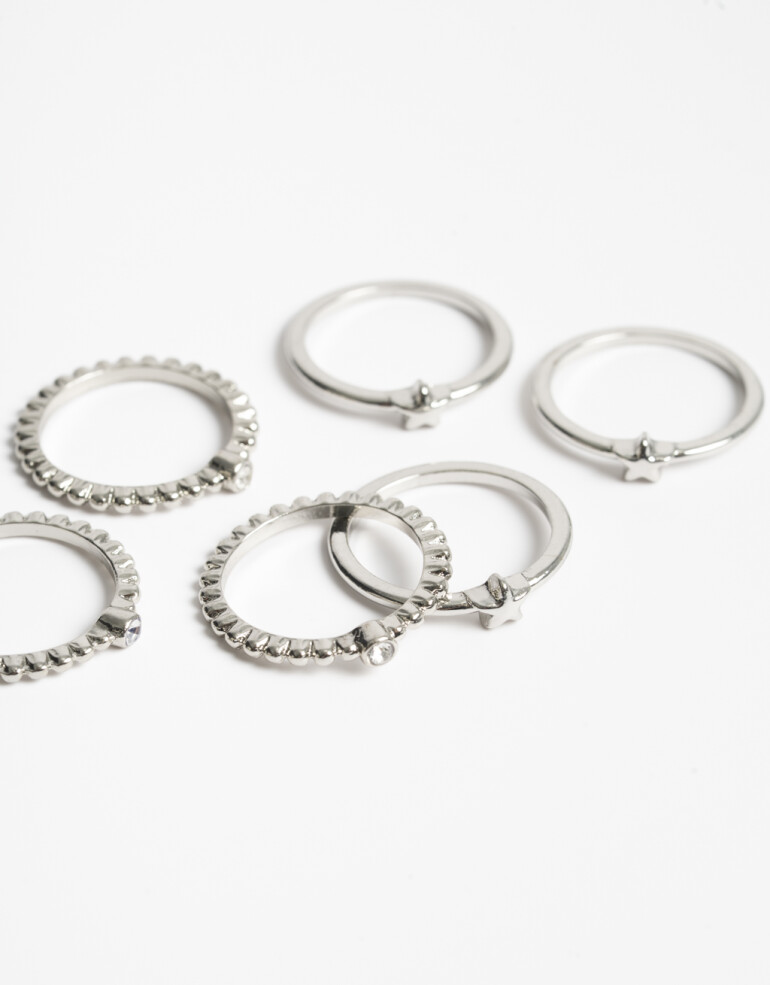 Sets Anillos Strass Set De Anillos - Plateado Rodio