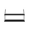 Estante de pared madera y hierro - 2 pisos Negro
