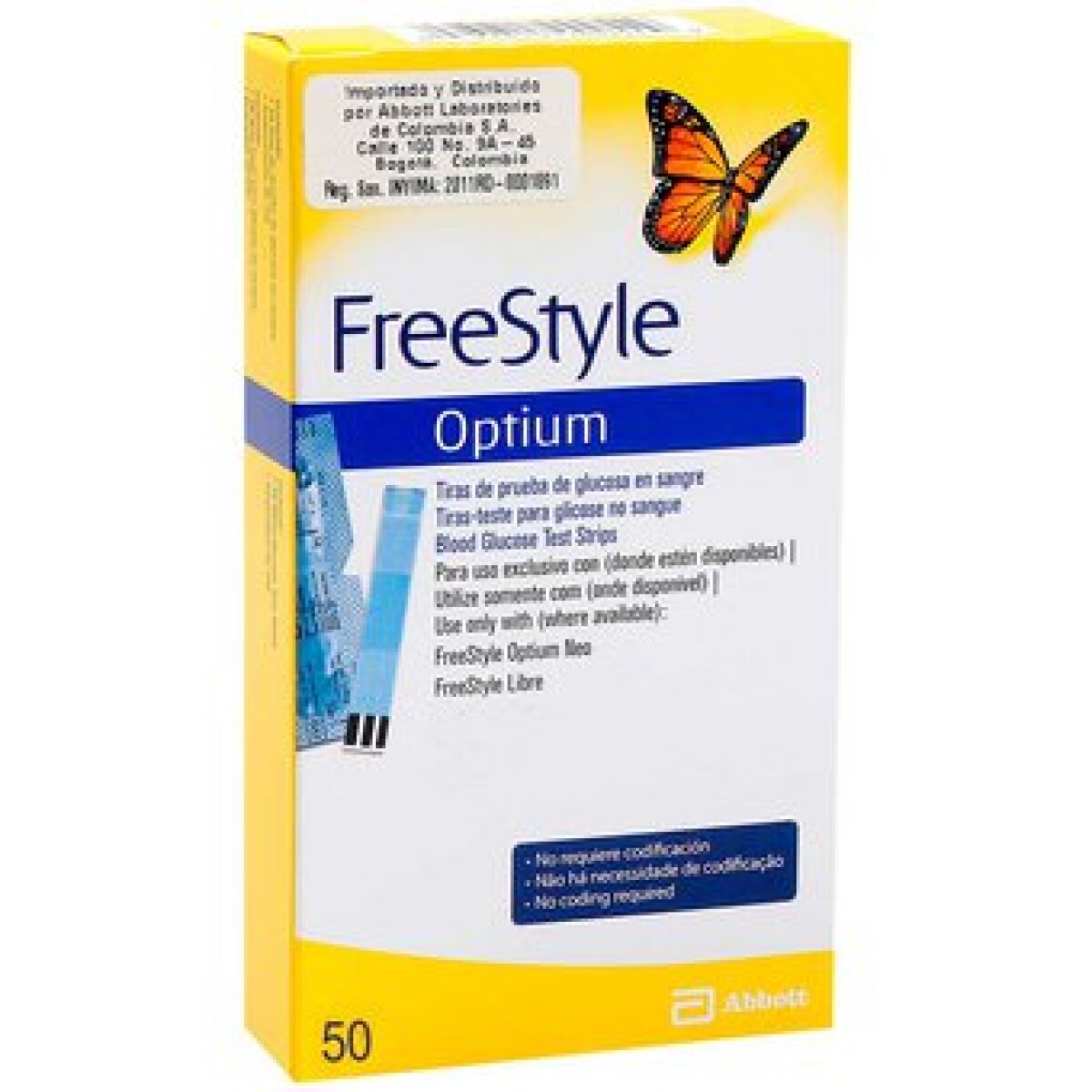 Optium Free Style x50 Tiras – Medición de Glucosa en Sangre