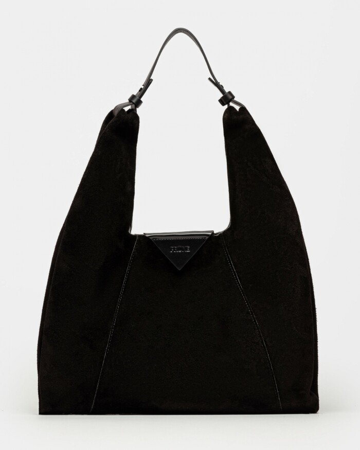 Cartera al hombro The Shopping en cuero gamuza Negro