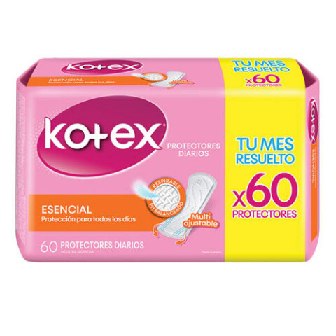 Protector Diario Kotex Esencial X 60 Unidades Protector Diario Kotex Esencial X 60 Unidades