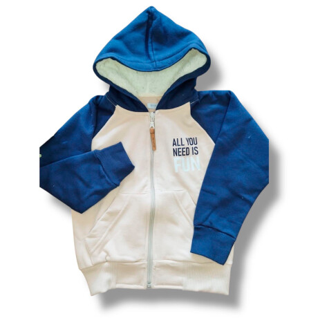 Campera Felpa Beige y Azul Campera Felpa Beige y Azul