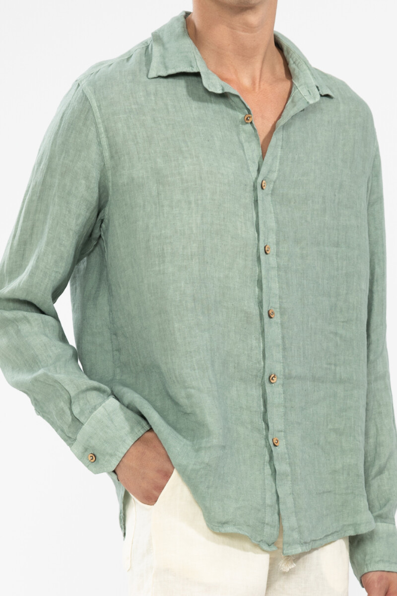 100% LINEN LONG SLEEVE SHIRT Cardamomo