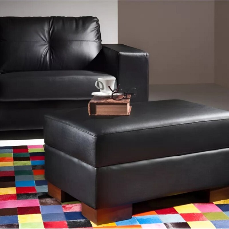 PUFF DOMINI OTTOMAN - 100% CUERO - NEGRO PUFF DOMINI OTTOMAN - 100% CUERO - NEGRO