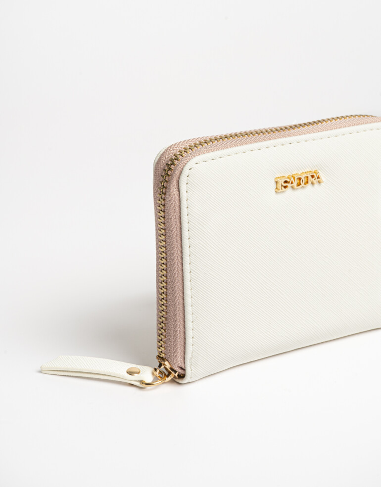 Billetera Zip Round Billetera Cuadrada Crudo - Blanco Crudo