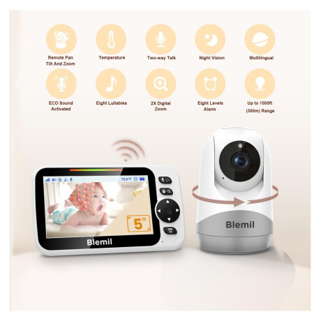 Baby Call con cámara Blemil 5" HD Visión Nocturna Baby Call con cámara Blemil 5" HD Visión Nocturna