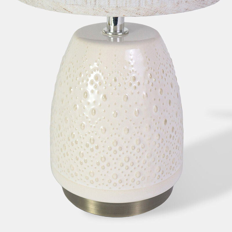 LAMPARA MARFIL C/BASE BEIGE P/MESA 23X35CM Unica