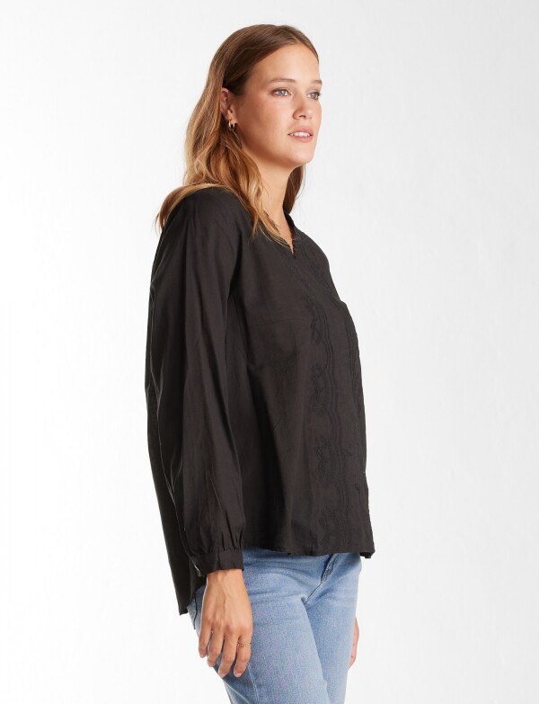 Blusa Algodon Bordado NEGRO