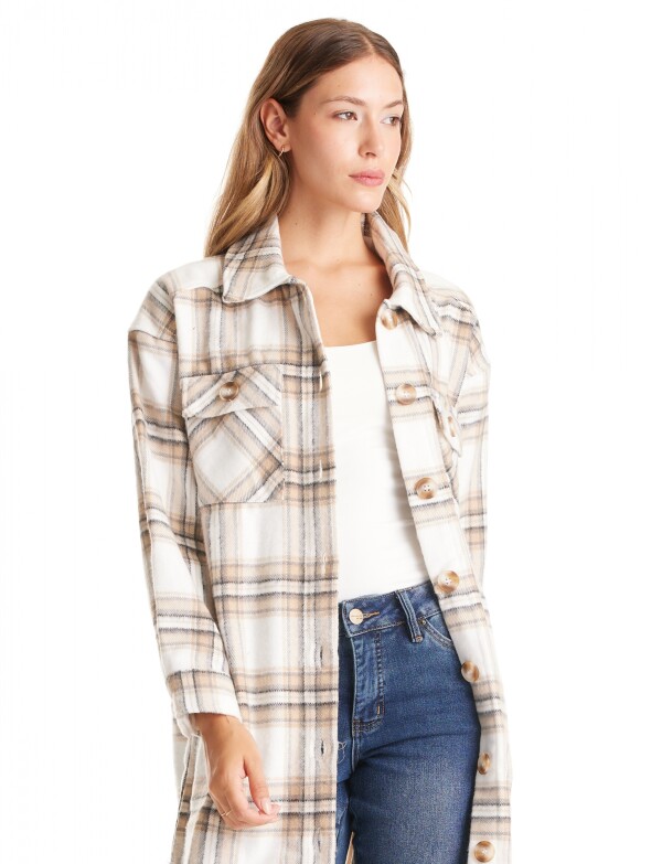 Sobrecamisa Larga Cuadros MULTI/BEIGE
