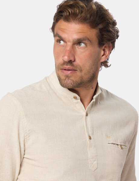 CAMISA DE LINO CUELLO MAO Beige