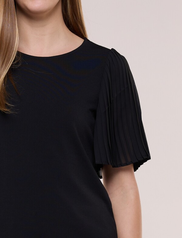 Blusa Manga Plisada NEGRO