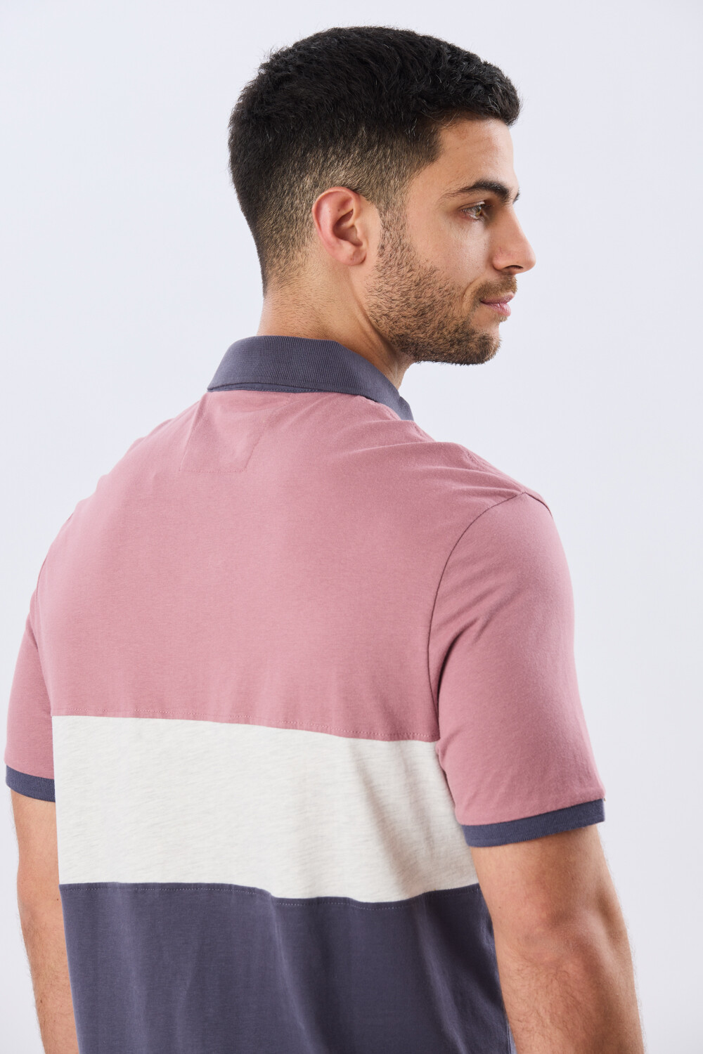 REMERA POLO RAYADA JERSEY Rosa