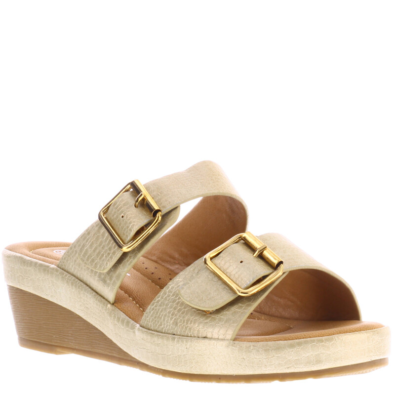 Sandalia de Mujer Lady Confort ISOLDA descalza con tiras con hebilla Beige