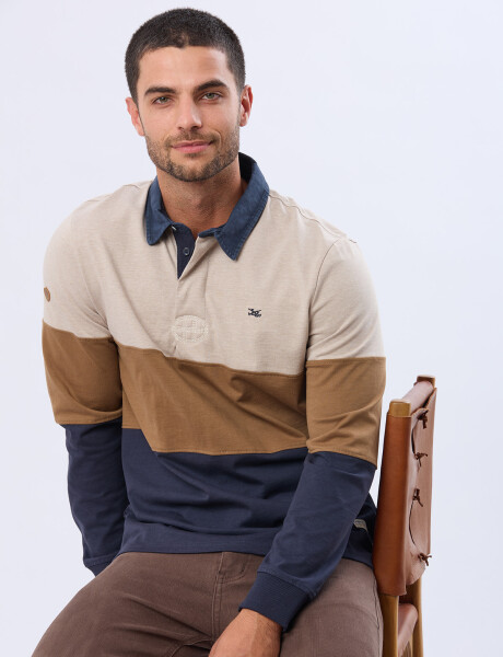 POLO RAYADA DE ALGODÓN Beige