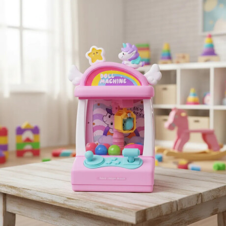 Máquina Atrapa Premios Infantil Con Luces Sonidos Unicornio Rosa