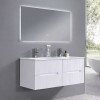Mueble De Baño Suspendido Blanco Ripado 120 Cm Con doble Bacha Mueble De Baño Suspendido Blanco Ripado 120 Cm Con Doble Bacha