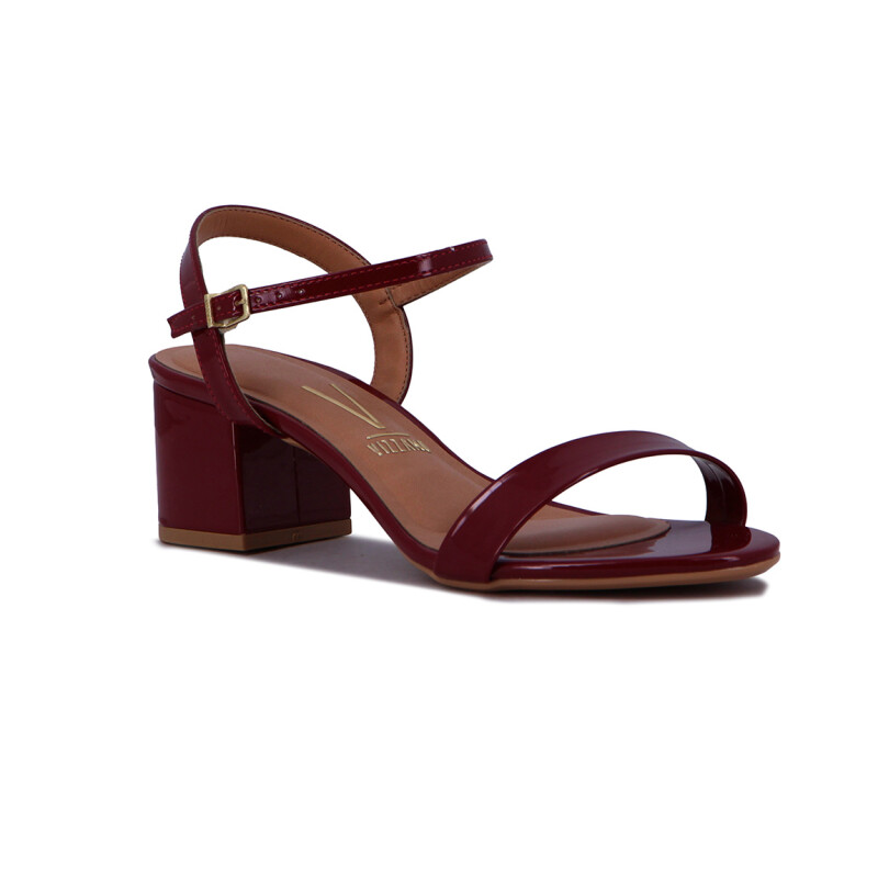 Sandalia Formal Mujer Vizzano Taco Bajo Charol Cereza